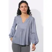 Witt Weiden Schlupfbluse WITT "Longbluse Longbluse in Crêpe-Qualität", Damen, Gr. 50, taubenblau, Web, Stoff, , Modisch, V-Ausschnitt, Blusen Schlupfbluse