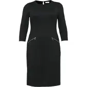 Sheego Etuikleid "Etuikleid", Damen, Gr. 48, Normalgrößen, schwarz, Jersey, 70% Polyester, 25% Viskose, 5% Elasthan, unifarben, knielang, Rundhals, Kleider Etuikleid