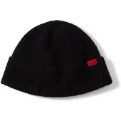 HUGO Strickmütze "Xisk", Herren, schwarz (schwarz 001), Rippstrick, Materialmix, unifarben, Mützen Strickmütze, mit Wolle, unisex