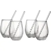 Ritzenhoff & Breker Gläser-Set "Spritz, Longdrinkglas", transparent (transparent, riffeloptik), B:9cm H:12,5cm Ø:9cm, Glas, Trinkgefäße, Gläser-Set, inkl. Glas-Trinkhalme, 590 ml, spülmaschinenfest