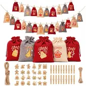 Generisch Adventskalender zum Befüllen – Set mit 24 Stück – Beutel mit Zahlendruck