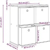 vidaXL Sideboard Sonoma-Eiche 68,5 x 32 x 67 cm