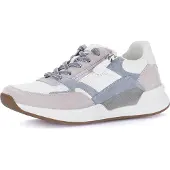 Gabor Keilsneaker , Damen, Gr. 35, Textil, rosa (weiß kombiniert), Glattleder, Veloursleder, Schuhe Keilsneaker, Freizeitschuh, Halbschuh, Schnürschuh mit Kontrastbesätzen, G-Weite