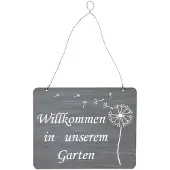 Dripio Metall-Türschild Welkom in de tuin 31x25 cm Grau