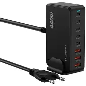 Wozinsky Desktop-Ladestation mit 3x USB-A, 5x USB-C, GaN QC3, 440 W – Schwarz