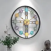 Dripio 50 cm Oversized Metall-Wanduhr, Skelett-Design, Goldene Zeiger, Stille Bewegung