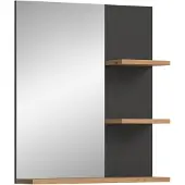 OEM Badspiegel mit Ablage, Basaltgrau/Artisan Eiche, 63x73x16 cm