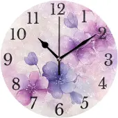 Dripio Ronde Wandklok 25 cm – Stille Quartz, Blumenmotiv, Batteriebetrieben