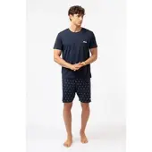 FILA Shorty , Herren, Gr. XXL, Single Jersey, navy, Single Jersey, Obermaterial: 100% Baumwolle, bequem kurz, Rundhals, Homewear-Sets Shorty, mit Rundhalsausschnitt, Kurzarm, Cotton