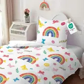Sonstiges Bettwäsche Set Kinder Regenbogen 135x200 cm mit Kissenbezug 80x80 cm Microfaser