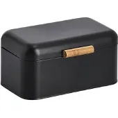 Zeller Brotkasten PRESENT "Brotbox, Metall/Bambus", schwarz, B:20,5cm H:15,2cm L:30,5cm, Bambus, Stahl, Lebensmittelaufbewahrungsbehälter, Brotkasten, ca. 30,5x20,5x15 cm