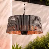LUCANDE Hänge-Heizstrahler Pyravo, braun, Alu, Ø 60 cm Pyravo, braun / rost, Aluminium, Modern