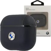 BMW BMA3SSLNA AirPods 3 Hülle marineblau Echtleder Silbernes Logo