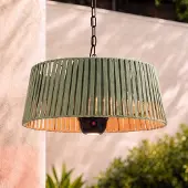 LUCANDE Hänge-Heizstrahler Pyravo, grün, Alu, Ø 60 cm