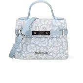 Marc Ellis Handtasche aus veganem Leder in Blau mit Leopardenmuster und Schulterriemen