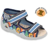 Befado Jungen Hausschuhe Sandalen Papi 350P013 Lederinnesohle, Blau 23