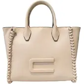 Custo Barcelona Handtasche Ardena Nova, schwarzes Leder, robuste Griffe und mehrfarbiger Schultergurt