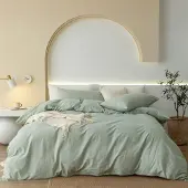 Gezu Bettwäsche-Set 135x200cm Grün Baumwolle 2-teilig mit Reißverschluss 80x80cm