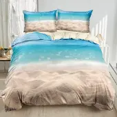 Sonstiges Bettwäsche-Set 220x240cm Tropisch Hawaiian Strand 3D Mikrofaser 3-teilig mit Reißverschluss