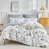 Sonstiges Bettwäsche-Set 200x200 cm 3-teilig Mikrofaser Weiß/Grau mit Reißverschluss
