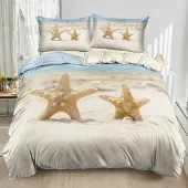 Sonstiges Bettwäsche-Set Strand Meeresmotiv 135x200cm Mikrofaser 2-teilig mit Reißverschluss