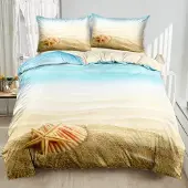 Sonstiges Bettwäsche-Set 155x220cm Meer Strand 3D Mikrofaser 3-teilig mit Reißverschluss