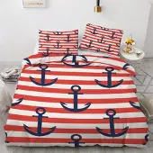Sonstiges Bettwäsche-Set 200x200 cm 3-teilig Mikrofaser Anker Motiv Reißverschluss