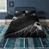 Sonstiges Bettwäsche-Set Fußball Motiv 155x220cm Schwarz Mikrofaser 2-teilig Reißverschluss
