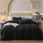 Gezu Bettwäsche-Set 155x220 cm Baumwolle Schwarz Anthrazit 3-teilig mit Reißverschluss