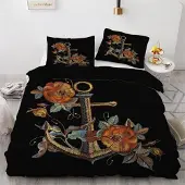 Sonstiges Bettwäsche-Set 200x200 cm 3-teilig Mikrofaser Anker Motiv Reißverschluss
