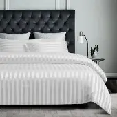 Sonstiges Bettwäsche-Set 2-teilig 155x220cm Weiß Glanzsatin Gestreift mit Reißverschluss