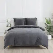 Sonstiges Bettwäsche Set 200x220 cm Schwarz Grau 3tlg Winter Biber Flanell