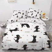 Sonstiges Bettwäsche-Set Dackel 200x200 cm 3-teilig Mikrofaser mit Reißverschluss 3D Motiv