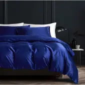 Sonstiges Bettwäsche-Set 2-teilig 155x220cm Blau Mikrofaser-Satin mit Reißverschluss