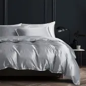 Sonstiges Bettwäsche-Set 200x220cm Grau Mikrofaser-Satin 3-teilig mit Reißverschluss