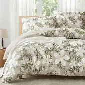 Sonstiges Bettwäsche-Set 200x200 cm 3-teilig Beige Blumen Mikrofaser