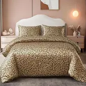 Sonstiges Bettwäsche-Set 3-teilig Satin Leopardenmuster Gold 200x200 cm