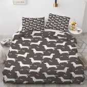 Sonstiges Bettwäsche-Set Dackel 200x200 cm 3-teilig Mikrofaser mit Reißverschluss 3D Motiv