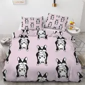 Sonstiges Bettwäsche-Set Französische Bulldogge 200x200 cm 3-teilig Mikrofaser Wendebettwäsche mit Reißverschluss