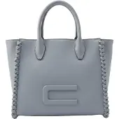 Custo Barcelona Handtasche Ardena Nova, schwarzes Leder, robuste Griffe und mehrfarbiger Schultergurt
