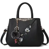 Merkloos Solidchoice – Damenhandtasche mit Pompon-Verzierung, wasserdichtes Kunstleder
