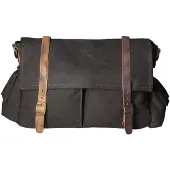 Gave Lux Schultertasche Mina Canvas und echtes Leder Uni Dunkelbeige Cognac UNIQUE 24x34x10 cm