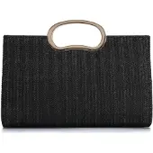 Merkloos Solidchoice – Geflochtene Strohhandtasche für Sommer und Hochzeiten