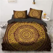 Sonstiges Bettwäsche-Set 135x200 cm Schwarz Gold Mandala Mikrofaser 1 Kissenbezug 80x80 cm