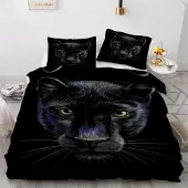Sonstiges Bettwäsche-Set 200x200 cm 3-teilig Mikrofaser Leopard 3D Motiv mit Reißverschluss