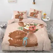 Sonstiges Bettwäsche-Set REH 200x200 cm 3-teilig Mikrofaser 3D Motiv mit Reißverschluss