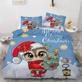 Sonstiges Bettwäsche-Set 3-teilig 155x220 cm Mikrofaser Eule 3D Motiv mit Reißverschluss