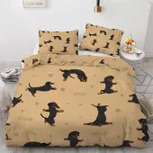 Sonstiges Bettwäsche-Set Dackel 135x200 cm 2-teilig Mikrofaser 3D Motiv mit Reißverschluss