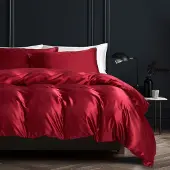 Sonstiges Bettwäsche-Set Satin Rot Weinrot 200x200cm 2x 80x80cm mit Reißverschluss