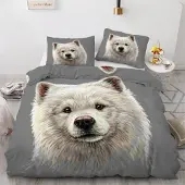 Sonstiges Bettwäsche-Set Samojede 135x200 cm 4-teilig Mikrofaser 3D Motiv mit Reißverschluss